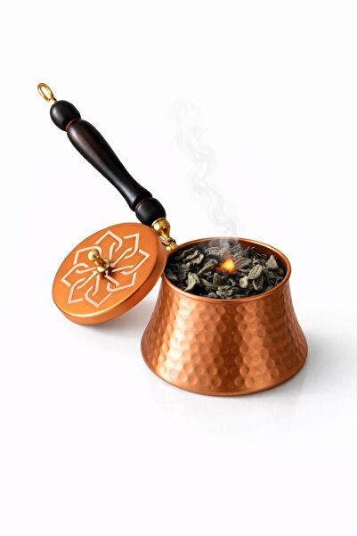 CRALİCHE El Yapımı Bakır Tütsülük – Adaçayı ve Palo Santo İçin Kapaklı Dekora...