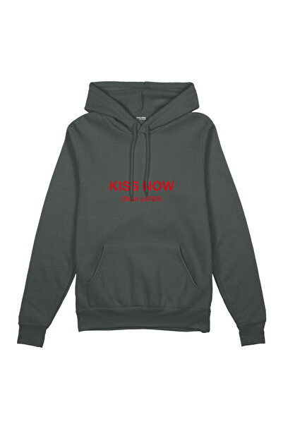 The Lucid Lab Kiss Now Talk Later Oversized Hoodie - Anthracite