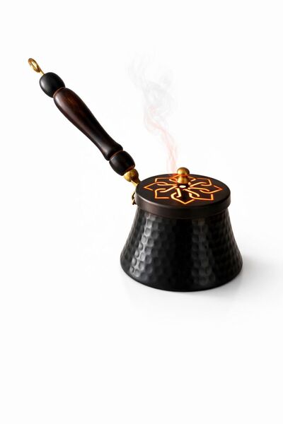 CRALİCHE El Yapımı Bakır Tütsülük – Adaçayı ve Palo Santo İçin Kapaklı Dekora...