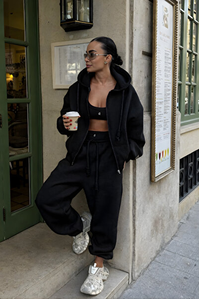 YAKAMEL Women's Zippered Cardigan Track Suit Set High Waist