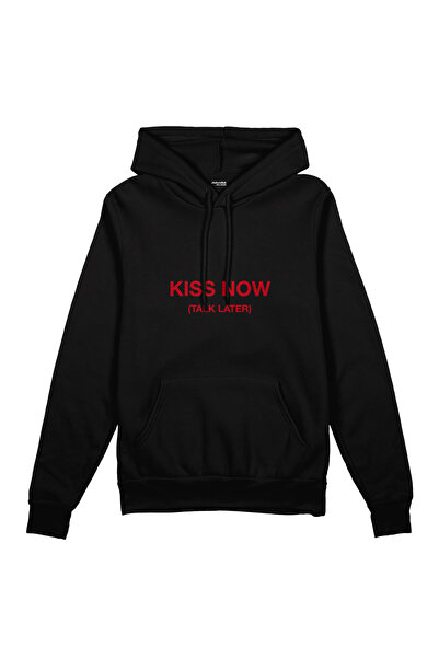 The Lucid Lab Kiss Now Talk Later Oversized Hoodie - Black