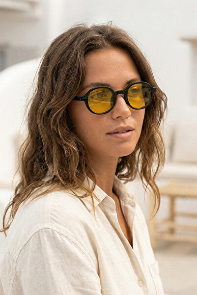 Kapin Round Frame Unisex Sunglasses - Yellow Lens
