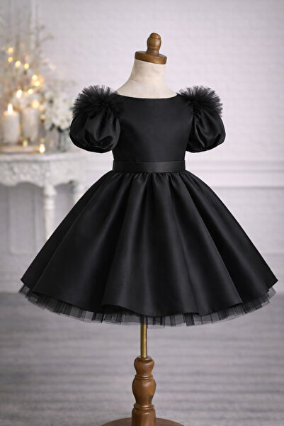 İkrabutikbursa Girl's Balloon Sleeve Satin Dress, Girl's Evening Dress, Gradu...