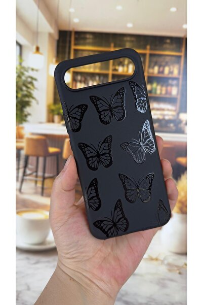 Vip Case Tecno Spark Slim Compatible Black Butterfly Patterned Silicone Shock...