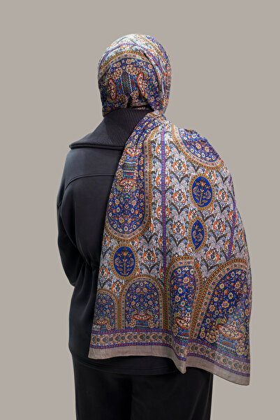 Daisy Polo Pamuklu Tavus Kuşu Desenli Bambu Kraş Şal