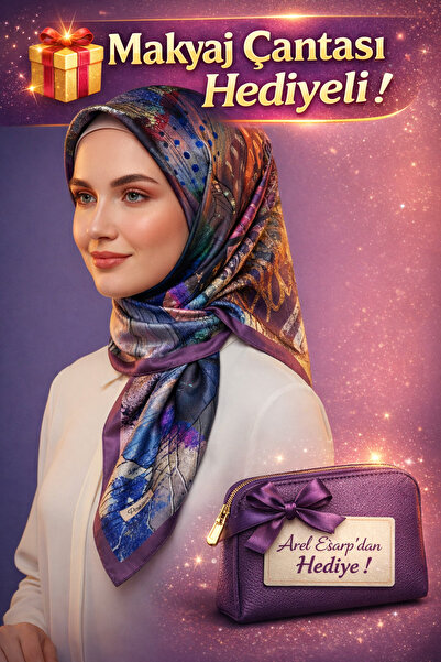 Picasso Silk Look Purple Crystal Scarf – Twill Stylish Design 90X90