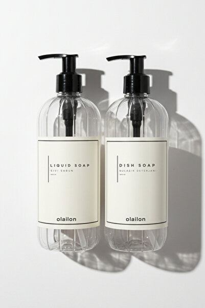 olailon Dishwashing Liquid and Liquid Soap Bottle Set of 2 Transparent 500 ml