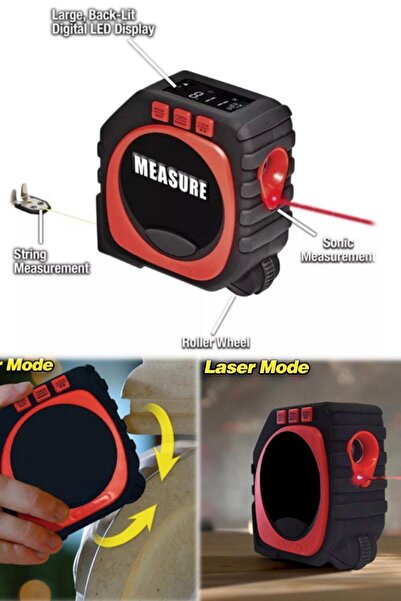 Munico Profesyonel 3 In 1 Lazerli Ölçüm Metresi Dijital Rulo & Kablo & Sonic ...