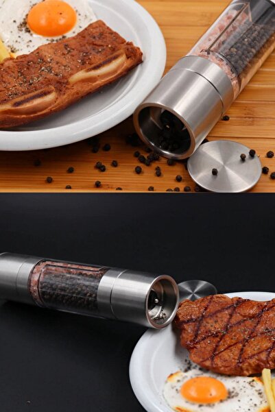 Munico Çift Taraflı Kahve Baharat Değirmeni Öğütücü Kaya Tuzu Karabiber Şık S...