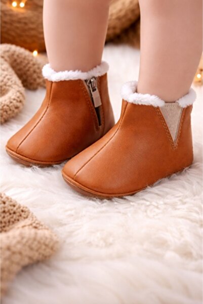 Bebelul Cizmulite maro imblanite pentru bebelusi - Simply