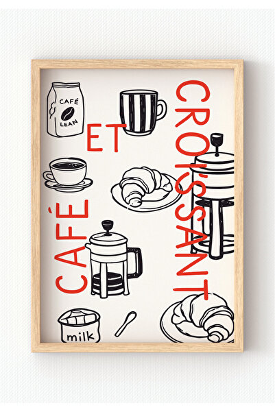 MIOVI WORKS Café Script | Uramljeni moderni minimalistički poster za dekoraci...