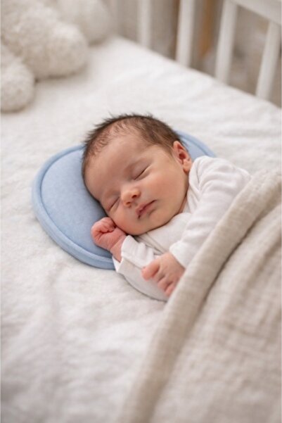 Pure Boutique Ergonomic anti-plagiocephaly baby pillow blue newborn