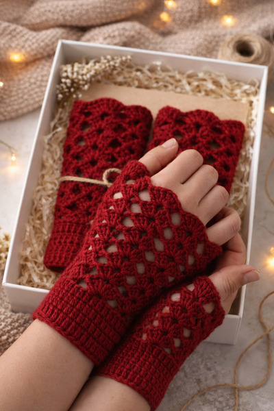 VACUMİX EL ÖRGÜSÜ PARMAKSIZ ELDİVEN BİR ÇİFT ( İsteğe Bağlı Renk Seçenekleri )