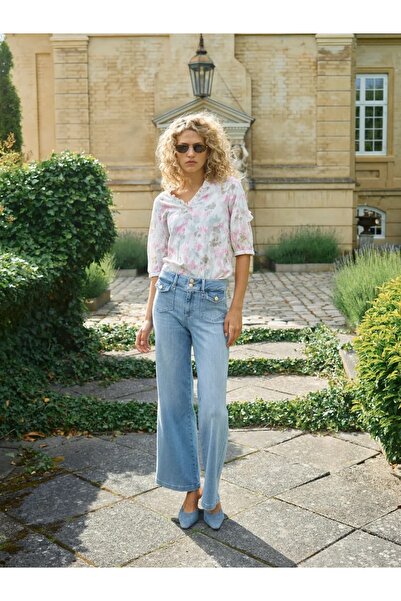 september island Shan Blue Color High Waist Straight Leg Jeans