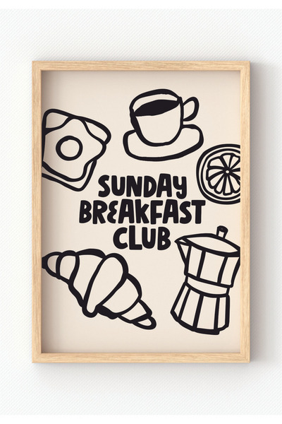 MIOVI WORKS Nedeljni klub doručka | Uramljeni moderni minimalistički poster z...