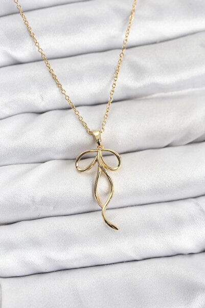 Epilons Bfs 316L Steel Chain Gold Color Bow Model Women's Necklace