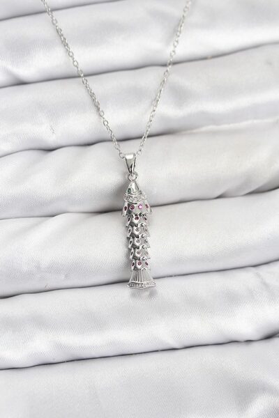 blackpure 316L Steel Chain Silver Color Fish Model Zircon Stone Women's Necklace