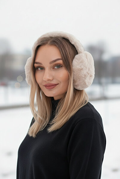 LOVE Peluş Yumuşak dokulu Bej Kulaklık