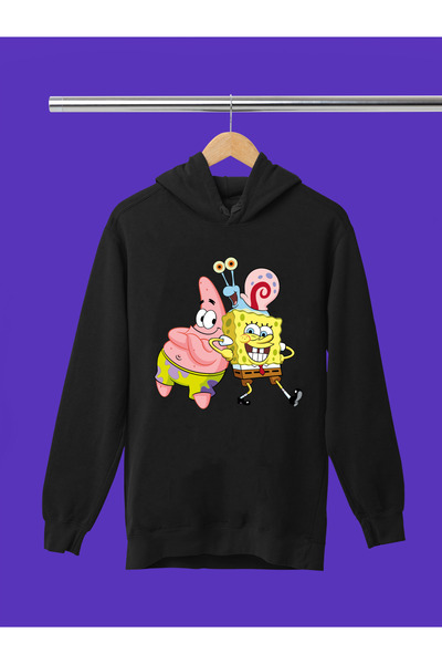 MAGORS سويت شيرت للأطفال بغطاء للرأس مطبوع عليه سبونج بوب، مصنوع من 3 خيوط، ذ...