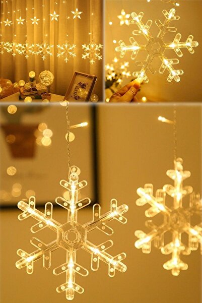 Munico 3 Metre Peri Led Asılabilir Fişli Perdelik Led Kar Tanesi Sembollü Dek...