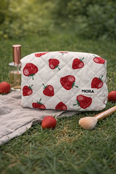 MIORA BAG Büyük Çilek Desenli Makyaj Çantası-Organizer&Düzenleyici