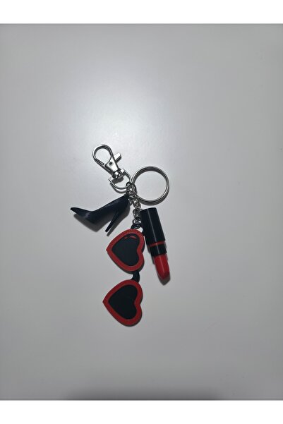 Orvia Life سلسلة مفاتيح فضية على شكل نظارة وحذاء بكعب عالٍ وأحمر شفاه، زينة ل...