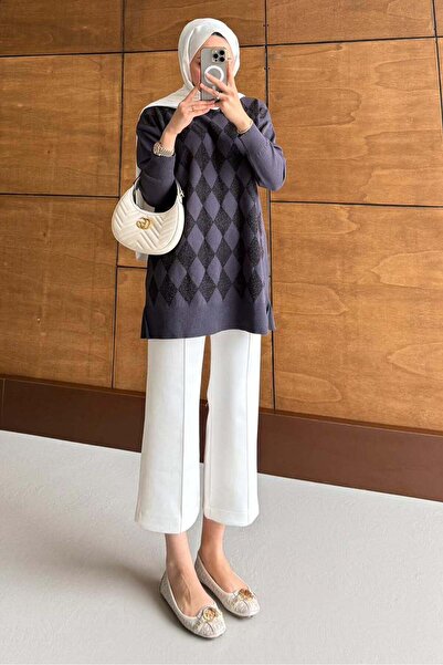 Rimel Moda Silvery Mercerized Tunic Indigo