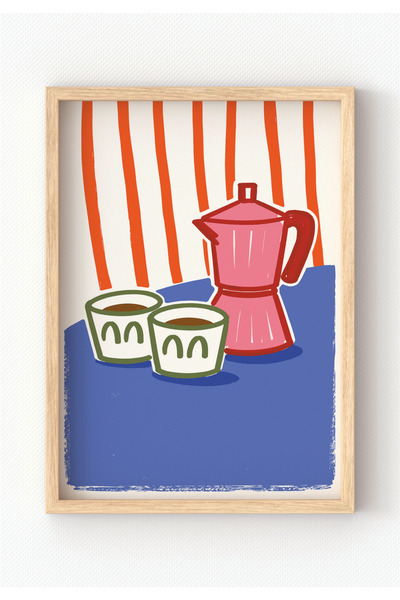 MIOVI WORKS Morning Brew | Çerçeveli Modern Minimal Coffee Mutfak Duvar Dekor...