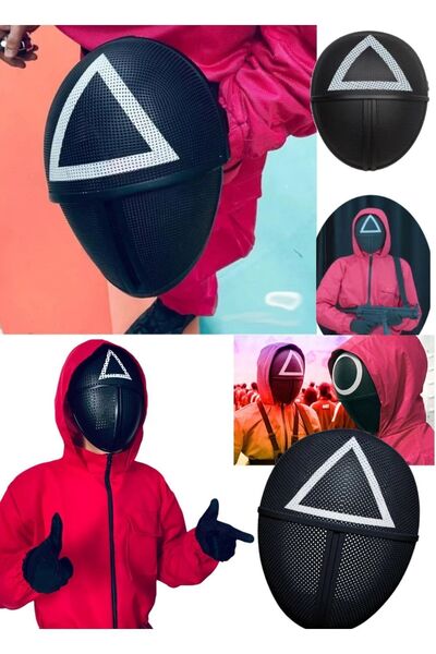 Munico Maskesi Hallowen Cadılar Bayram Squid Game Kostümü Için Maske Üçgen Ta...