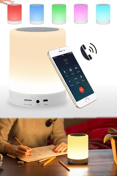 Munico Dokumatik Renk Değiştiren Loş Işıklı Speaker Hoparlör Gece Lambası Blu...