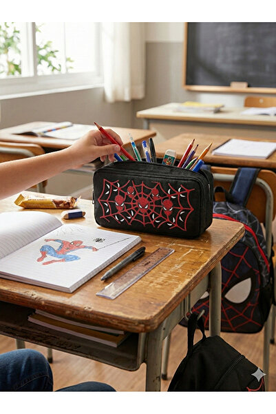 proXbag Printed Double Compartment Black Boys' School Pencil Case