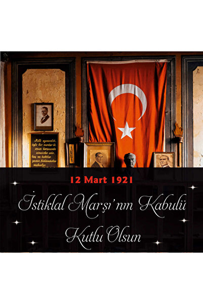 Deko Genç 12 Mart 1921 İstaklal Marşı'nın Kabulü Fotoğraf Panosu Branda 100x100