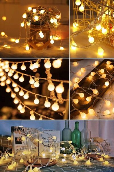 Munico Yılbaşı Ağacı Top String Işıkları Peri Gün Işığı Led 4 Metre Ev Bahçe ...