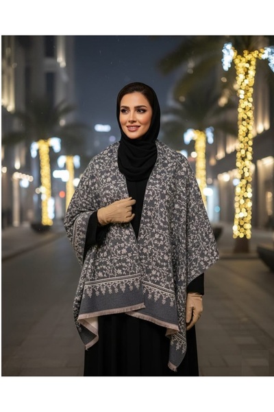 DU Women's cashmere and cotton scarf/shawl, warm and soft - mauve with a bohe...