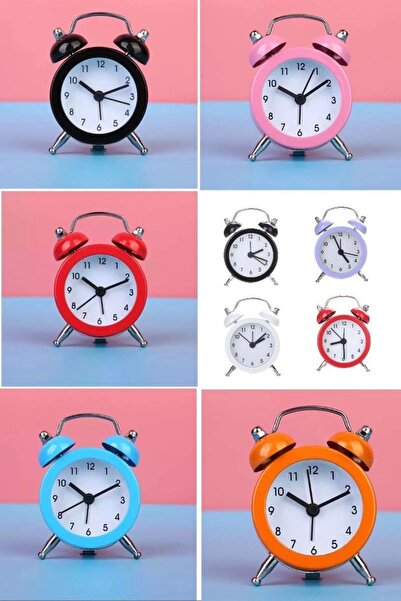 Munico Mini Metal Çalar Saat Sevimli Küçük Ev Pil Çalışan Analog Yuvarlak Baş...