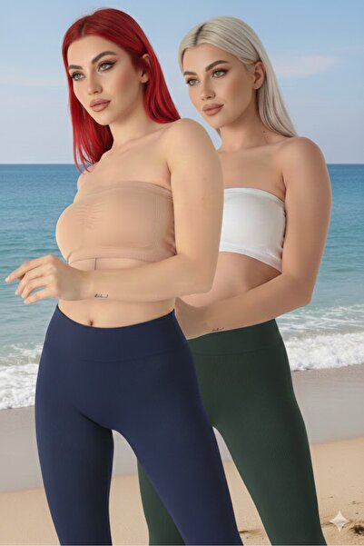 ZENCHES Seamless Strapless Strapless Non-Padded Bustier 2 Piece Skin White