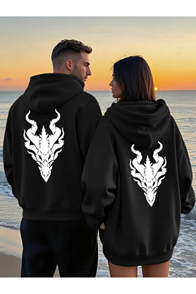 Ciel Lune Unisex Dragon Printed Lover Combination Oversized Hoodie Set of 2