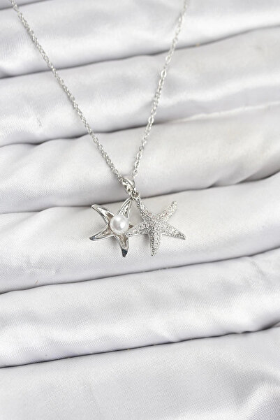 Clariss 316L Steel Chain Silver Color Sea Star Model Zircon Stone Women's Nec...