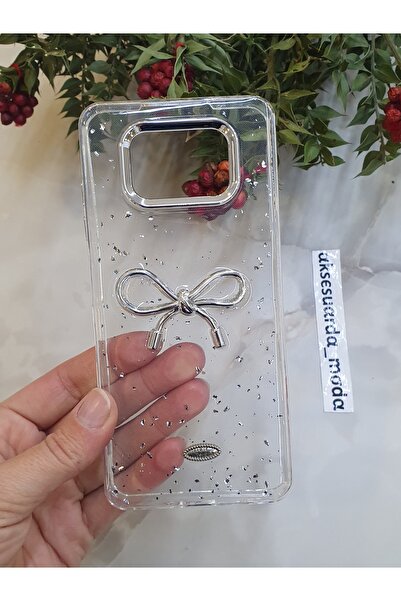 ZB Aksesuarda Moda Poco X3 - X3 Pro - X3 Nfc Uyumlu Fiyonklu Simli Şeffaf Kılıf