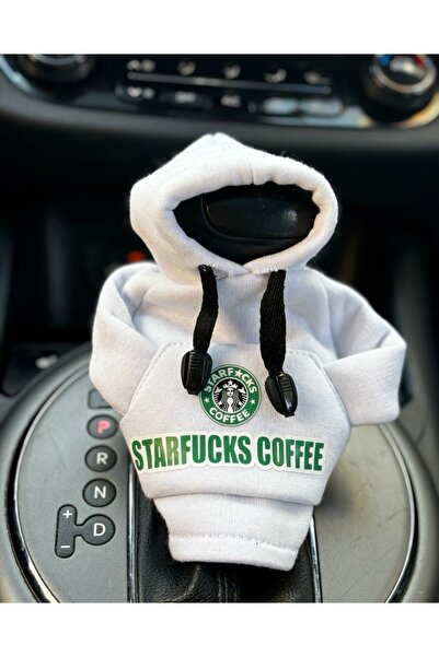 Asel STARFUCKS Beyaz Vites Poları Kapşonlu Sweatshirt