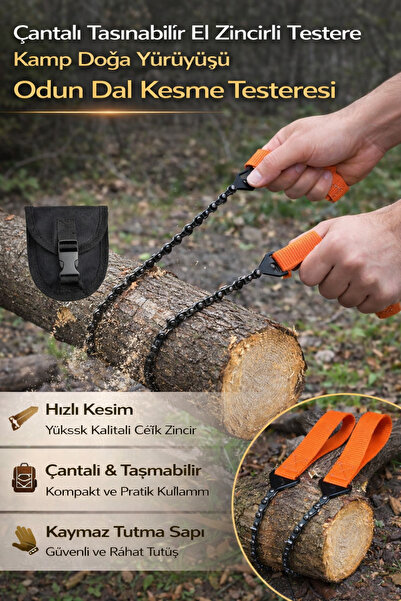 Hane Dostu Çantalı Taşınabilir El Zincirli Testere Kamp Doğa Yürüyüşü Odun Da...