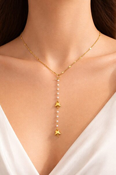 NKIE JEWELS قلادة من الفولاذ المقاوم للصدأ على شكل فراشة بلون ذهبي - 3830