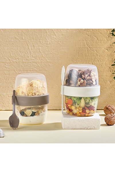 Mons Qlux Yogurt Salad Muesli Container Bpa Free 300 + 300 ml Portion Food Co...