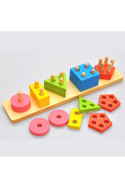 PLANTOYS لعبة فرز الأشكال والألوان الخشبية التعليمية قاعدة الأشكال الهندسية ا...