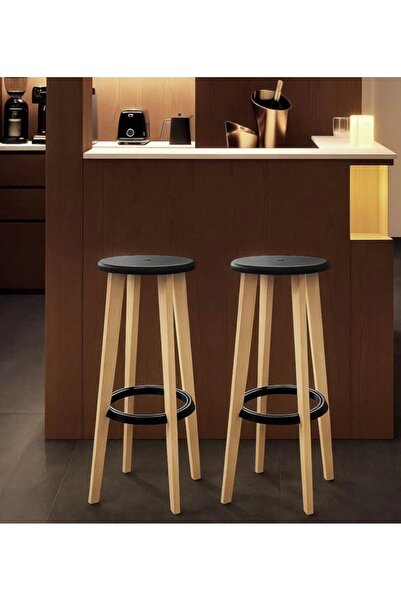 idem Scaun tip taburet rotund înalt din lemn 33×33×76