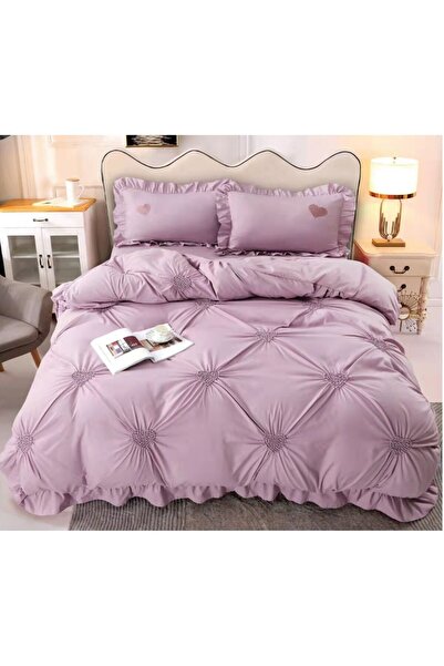 ANATOLIATEKSTILE Elegant Bed Linen Set with Capitonné Pattern, Romantic Desig...