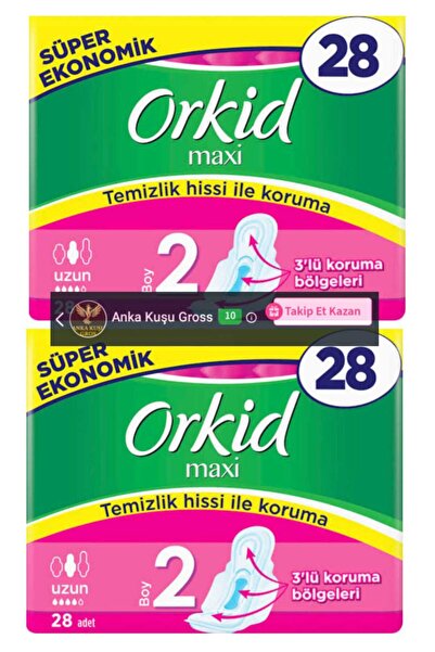 Orkid Maxi Uzun 28x2= 56 Adet Süper Ekonomik Paket Hijyenik Ped