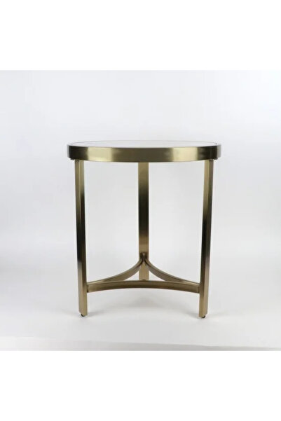 Generic Matte Gold Round Side Table with Ceramic Top