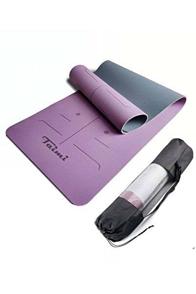 Taimi Alignment Lined Anti-Tear, Anti-Slip Yoga Mat with Carrying Bag, Purple...