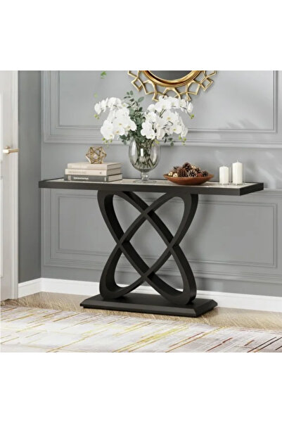 Generic Ceramic console table with a black metal base, 120 cm